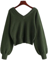 ZAFUL Pull à épaules tombantes pour femme, col en V double, manches raglan